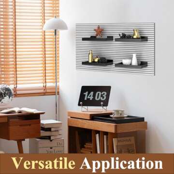 MQKIWAO 2 Pcs 16X8 Inch Slatwall Shelves, Heavy Duty Slatwall Baskets, Metal Slat Wall Shelves Accessories, Metal Retail Display for Storage and Organization, Black