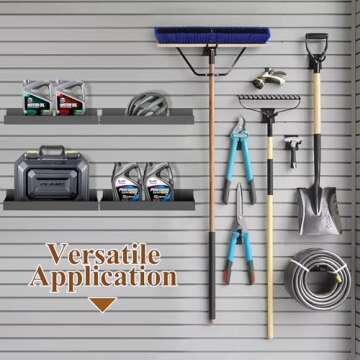 MQKIWAO 2 Pcs 16X8 Inch Slatwall Shelves, Heavy Duty Slatwall Baskets, Metal Slat Wall Shelves Accessories, Metal Retail Display for Storage and Organization, Black