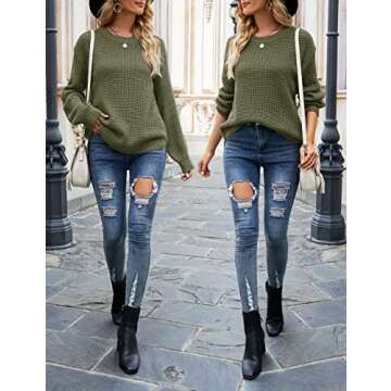 MEROKEETY Waffle Knit Sweater for Women, Casual and Chic