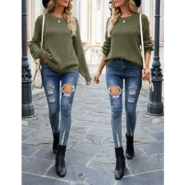 MEROKEETY Waffle Knit Sweater for Women, Casual and Chic