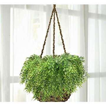 Artificial Weeping Willow, Plastic Plants Greenery Leaves Fake Hanging Vine Faux Ivy Garland UV Resi...