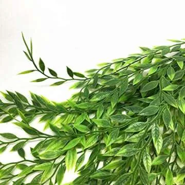 Artificial Weeping Willow, Plastic Plants Greenery Leaves Fake Hanging Vine Faux Ivy Garland UV Resistant for Home Indoor Outdoor Garden Door Wall Baskets Wedding Party Table Decor Decoration - 8 Pcs