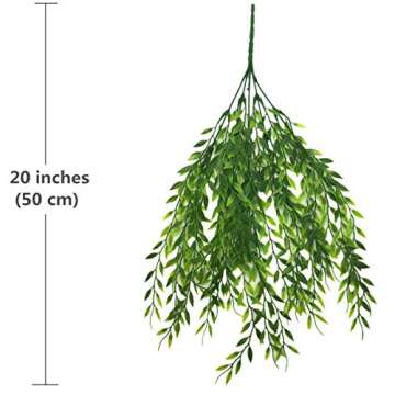 Artificial Weeping Willow, Plastic Plants Greenery Leaves Fake Hanging Vine Faux Ivy Garland UV Resistant for Home Indoor Outdoor Garden Door Wall Baskets Wedding Party Table Decor Decoration - 8 Pcs