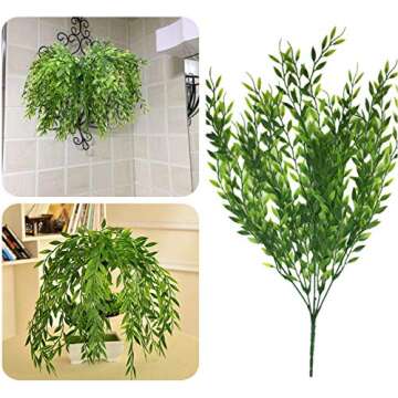 Artificial Weeping Willow, Plastic Plants Greenery Leaves Fake Hanging Vine Faux Ivy Garland UV Resistant for Home Indoor Outdoor Garden Door Wall Baskets Wedding Party Table Decor Decoration - 8 Pcs