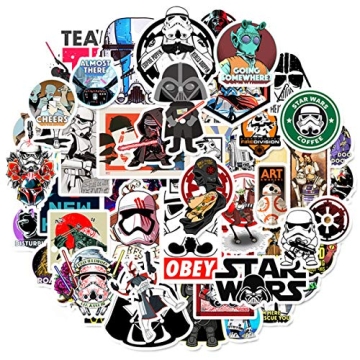 50Pcs Science Fiction Film Theme Star Wars Stickers Cute Stickers for Water Bottles Hydroflasks Skat...