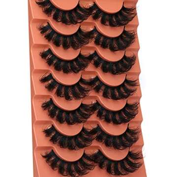 Mink Lashes Fluffy False Eyelashes 20mm Full Wispy Lashes 8D Volume Curly Fake Eyelashes 7 Pairs Faux Mink Lashes Multipack by TOOCHUNAG