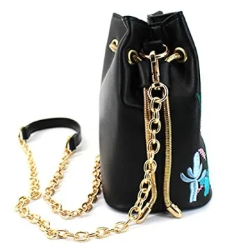 Stylish LABANCA Cactus Embroidery Mini Bucket Bag