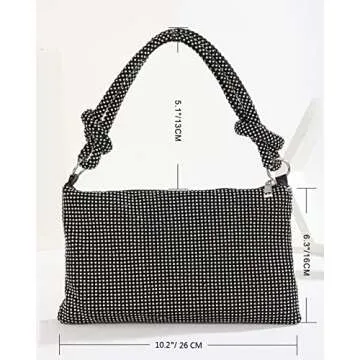 Rhinestone Purse Chic Sparkly Evening Handbags for Women Bling Hobo Bag Shiny Silver Purse for Wedding Party Club