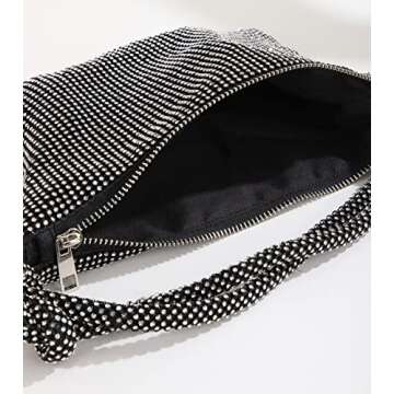 Rhinestone Purse Chic Sparkly Evening Handbags for Women Bling Hobo Bag Shiny Silver Purse for Wedding Party Club