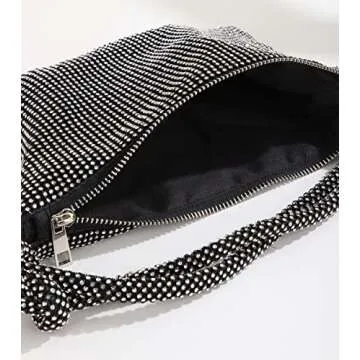 Rhinestone Purse Chic Sparkly Evening Handbags for Women Bling Hobo Bag Shiny Silver Purse for Wedding Party Club