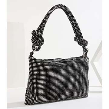 Rhinestone Purse Chic Sparkly Evening Handbags for Women Bling Hobo Bag Shiny Silver Purse for Wedding Party Club