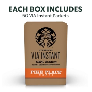 Starbucks VIA Instant Coffee Packets, 100% Arabica- 50 Servings