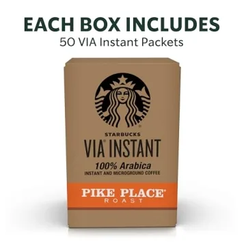 Starbucks VIA Instant Coffee Packets, 100% Arabica- 50 Servings