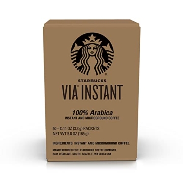 Starbucks VIA Instant Coffee Packets, 100% Arabica- 50 Servings