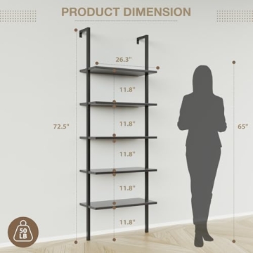 Furmax 5-Tier Wall Mount Shelf Stylish Storage Solution