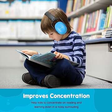 ProCase Noise Cancelling Headphones for Kids Toddler, SNR 27dB Noise Reduction Ear Muffs, Kids Ear Protection for Fireworks Autism, Sensory Headphones for Autistic Kids -Blue