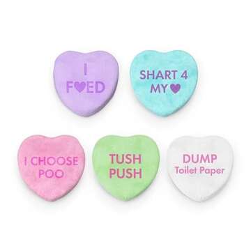 DUDE Wipes Conversation Hearts Candy Gift For Him Bundle With 1 Pack 48 Flushable Wipes Mint Chill - Valentines Day Gift for Him - Sewer & Septic Safe