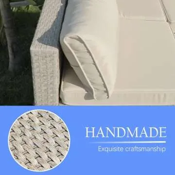 12-Piece Wicker Patio Furniture Set, Outdoor Conversation Set Sectional Sofa with Water Resistant Thick Cushions and Coffee Table, Beige