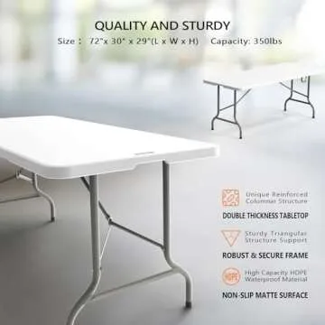 VINGLI 6 Foot Portable Folding Table for Indoor Use