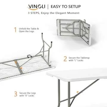 VINGLI 6 Foot Portable Folding Table for Indoor Use