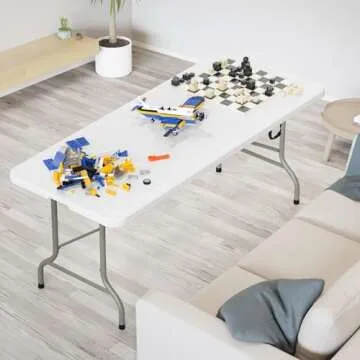 VINGLI 6 Foot Portable Folding Table for Indoor Use