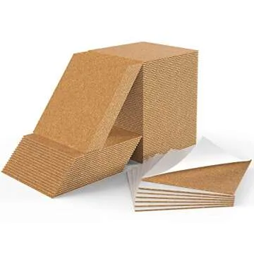 60 Pack 4 x 4 Inch Cork Squares Self-Adhesive Cork Tiles Mat with Strong Adhesive-Backed for Wall De...