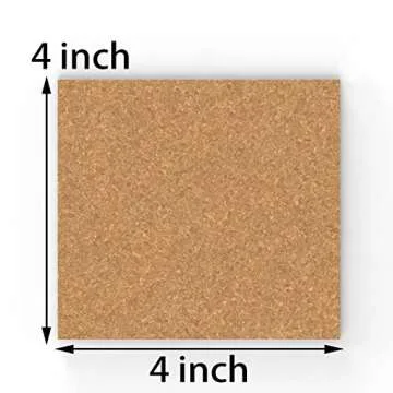 60 Pack 4 x 4 Inch Cork Squares Self-Adhesive Cork Tiles Mat with Strong Adhesive-Backed for Wall Decor and DIY Adhesive