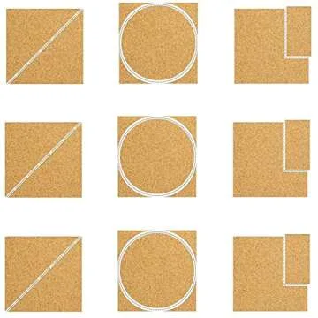 60 Pack 4 x 4 Inch Cork Squares Self-Adhesive Cork Tiles Mat with Strong Adhesive-Backed for Wall Decor and DIY Adhesive