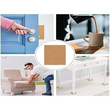 60 Pack 4 x 4 Inch Cork Squares Self-Adhesive Cork Tiles Mat with Strong Adhesive-Backed for Wall Decor and DIY Adhesive
