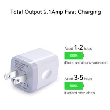 FiveBox Dual Port USB Wall Charger - 3 Pack Fast Charging