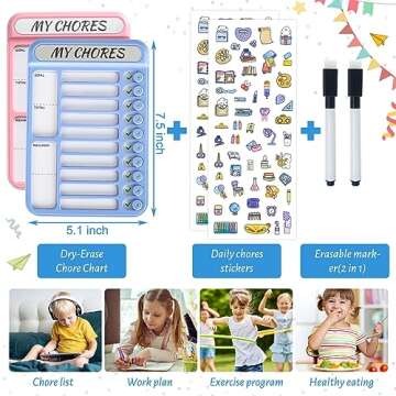 Dry Erase Chore Chart for Kids, Magnetic Whiteboard Checklist Board, Reusable to Do List Board, RV D...