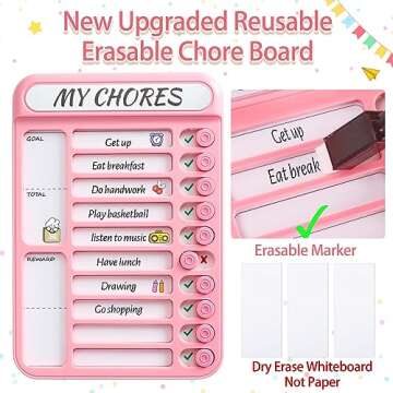 Magnetic Dry Erase Chore Chart for Kids - Fun & Functional