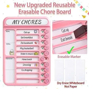 Magnetic Dry Erase Chore Chart for Kids - Fun & Functional