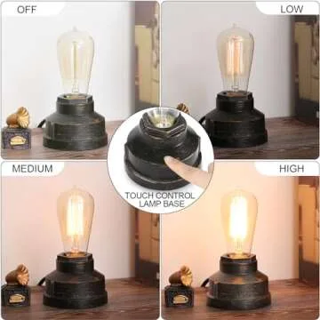Boncoo Touch Control Table Lamp for Vintage Style Decor