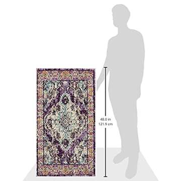 SAFAVIEH Monaco Collection Accent Rug - 2'2" x 4', Violet & Light Blue, Medallion Distressed Design,...