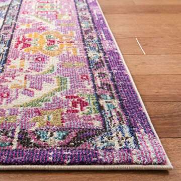 SAFAVIEH Monaco Collection Accent Rug - 2'2" x 4', Violet & Light Blue, Medallion Distressed Design, Non-Shedding & Easy Care, Ideal for High Traffic Areas in Entryway, Living Room, Bedroom (MNC243L)