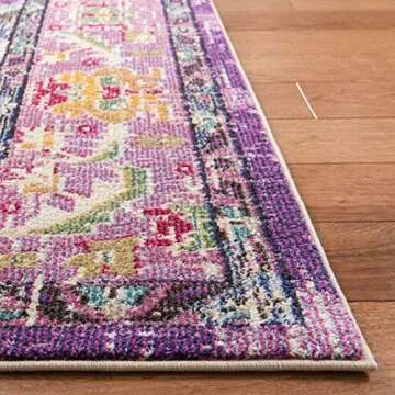 SAFAVIEH Monaco Collection Accent Rug - 2'2" x 4', Violet & Light Blue, Medallion Distressed Design, Non-Shedding & Easy Care, Ideal for High Traffic Areas in Entryway, Living Room, Bedroom (MNC243L)