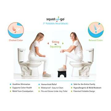 SQUAT-N-GO 7” Folding Squatting Stool | Compact, Portable & Ergonomic