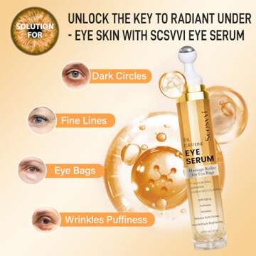 Scosvvi Eye Serum For Dark Circles：Under Eye Cream with 5% Caffeine For Anti Aging Wrinkles Puffin...