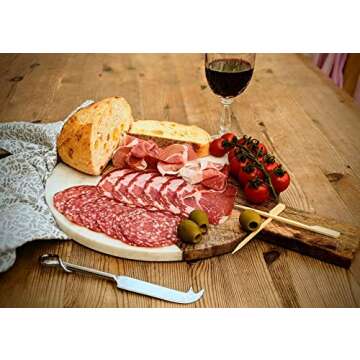 16" x 12" White Marble and Mango Wooden Cheese Board & Knife Set