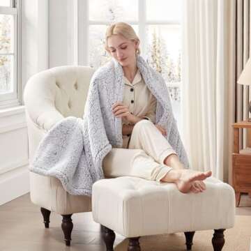 Westinghouse Electric Blanket Throw Size, Soft Plush Sherpa Heated Blanket with 6 Heating Levels & 2-10 Hours Auto-Off, Machine Washable, 50x60 inches, Light Grey