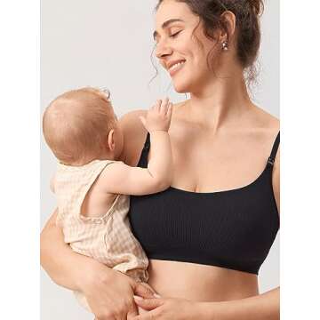 MOMANDA Women's Nursing Bras Ribbed Seamless Bralettes Support Sports Bra for Breastfeeding Wireless...