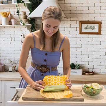 Ecozoi Reusable Beeswax Food Wraps, Assorted 4 Pack Sandwich Wraps, Plastic Free Food Storage Ideal For Kitchen Storage, Bread Wraps, Vegetable & Fruit Bowl Covers, Zero Waste | 1s, 1m, 1l, & 1xl