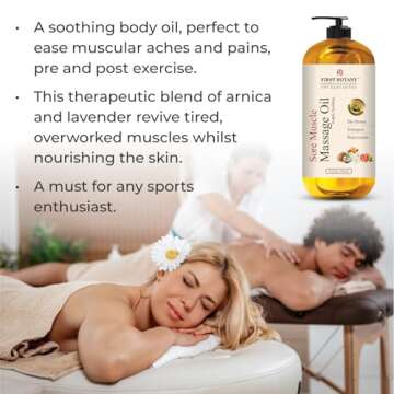 First Botany Arnica Sore Muscle Massage Oil - 8oz Natural Therapy for Muscle Relief