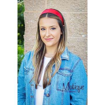 Motique Accessories Red 2 Inch Wide Satin Hard Headband with No Teeth