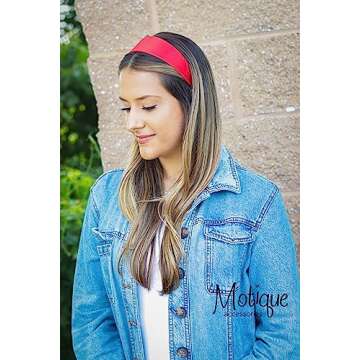 Motique Accessories Red 2 Inch Wide Satin Hard Headband with No Teeth