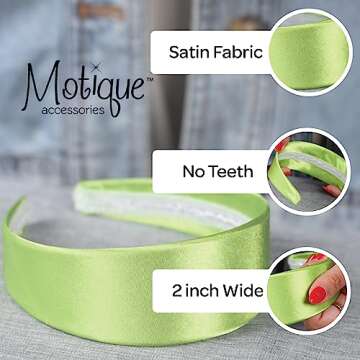 Motique Accessories Red 2 Inch Wide Satin Hard Headband with No Teeth