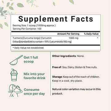 Turmeric Extract 95% Curcuminoids - Rich in Antioxidants for Joint & Immune Support