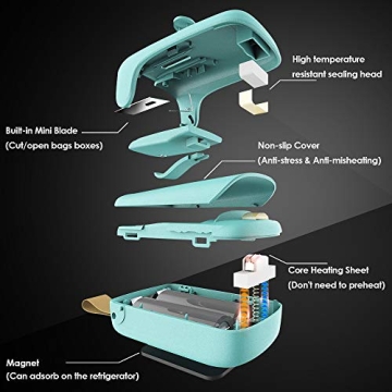 EZCO Mini Handheld Bag Heat Vacuum Sealer, & Cutter 2 in 1 Portable Resealer Machine for Plastic Bags Storage Food Snack Cookies Fresh (Battery Included)
