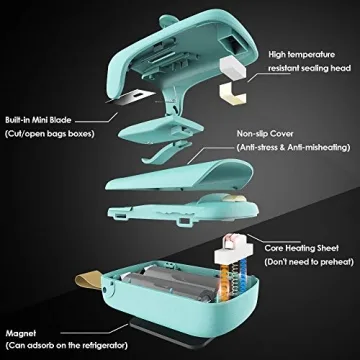 EZCO Mini Handheld Bag Heat Vacuum Sealer, & Cutter 2 in 1 Portable Resealer Machine for Plastic Bags Storage Food Snack Cookies Fresh (Battery Included)